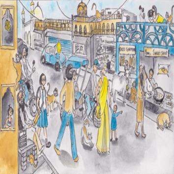  A bustling little market street